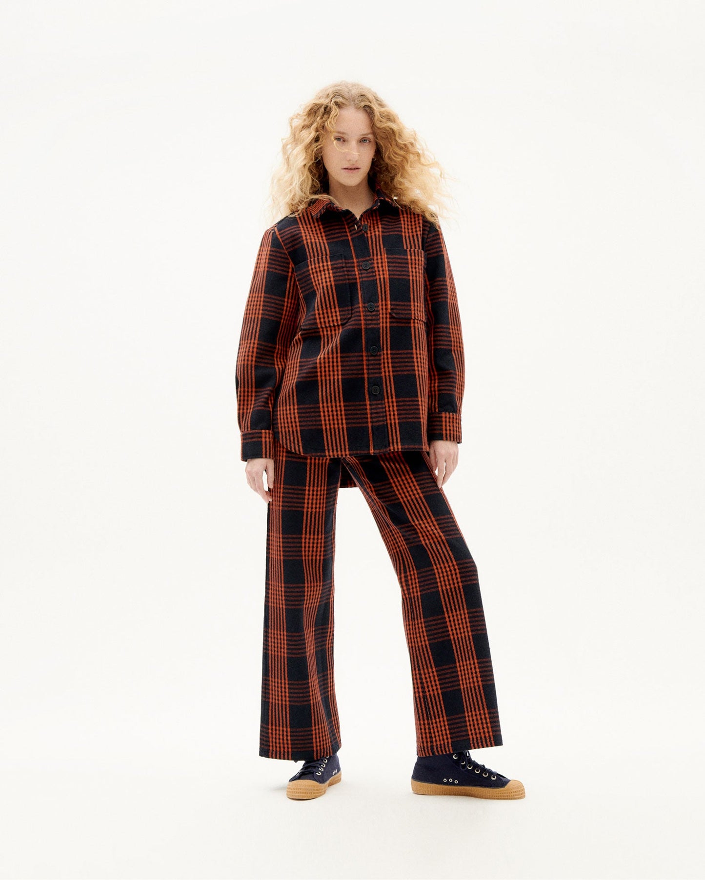 Veste en coton bio | carreaux  "thick checks norita overshirt orange"