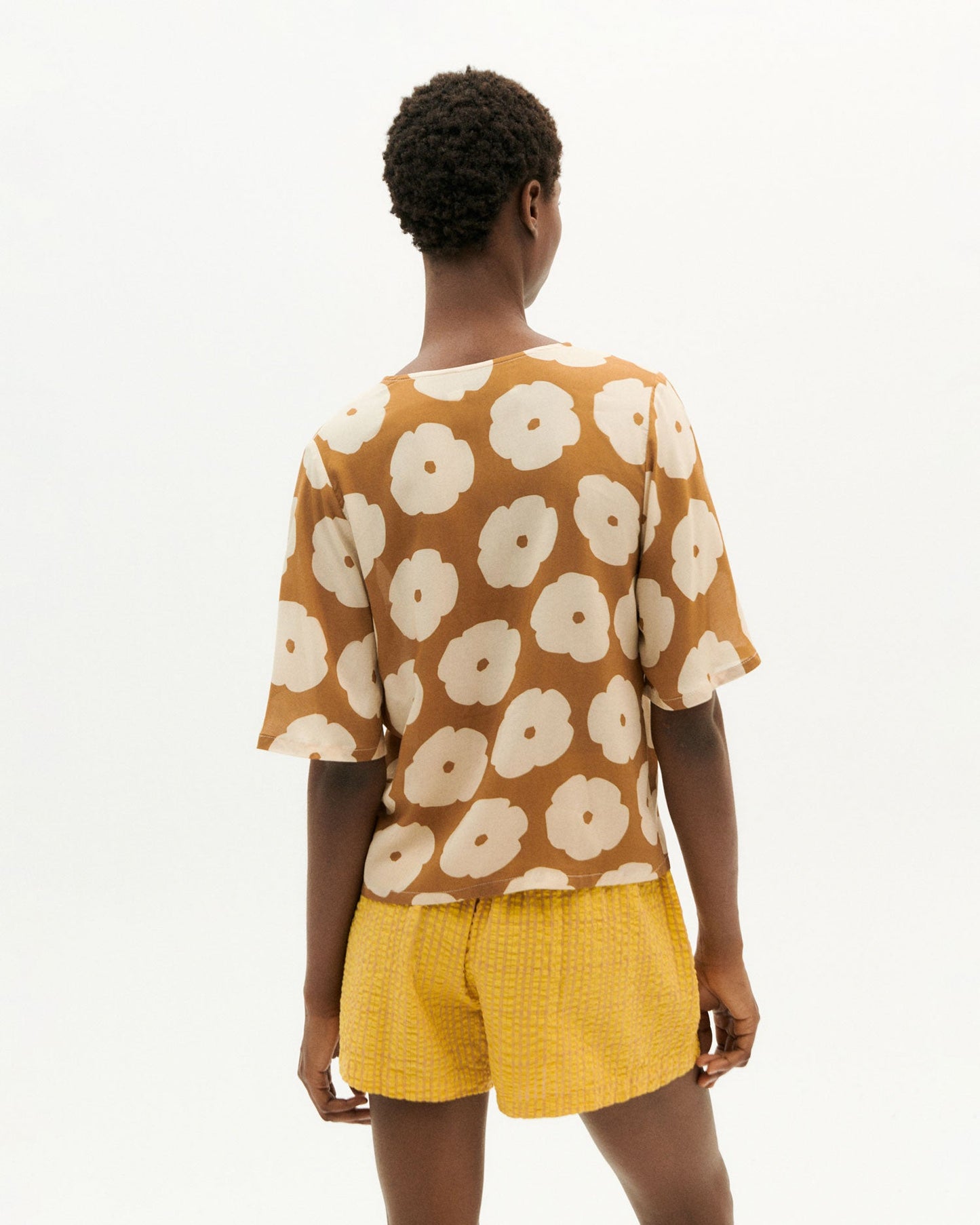 Chemise marron à motifs fleuris en ecovero - poppy libelula blouse