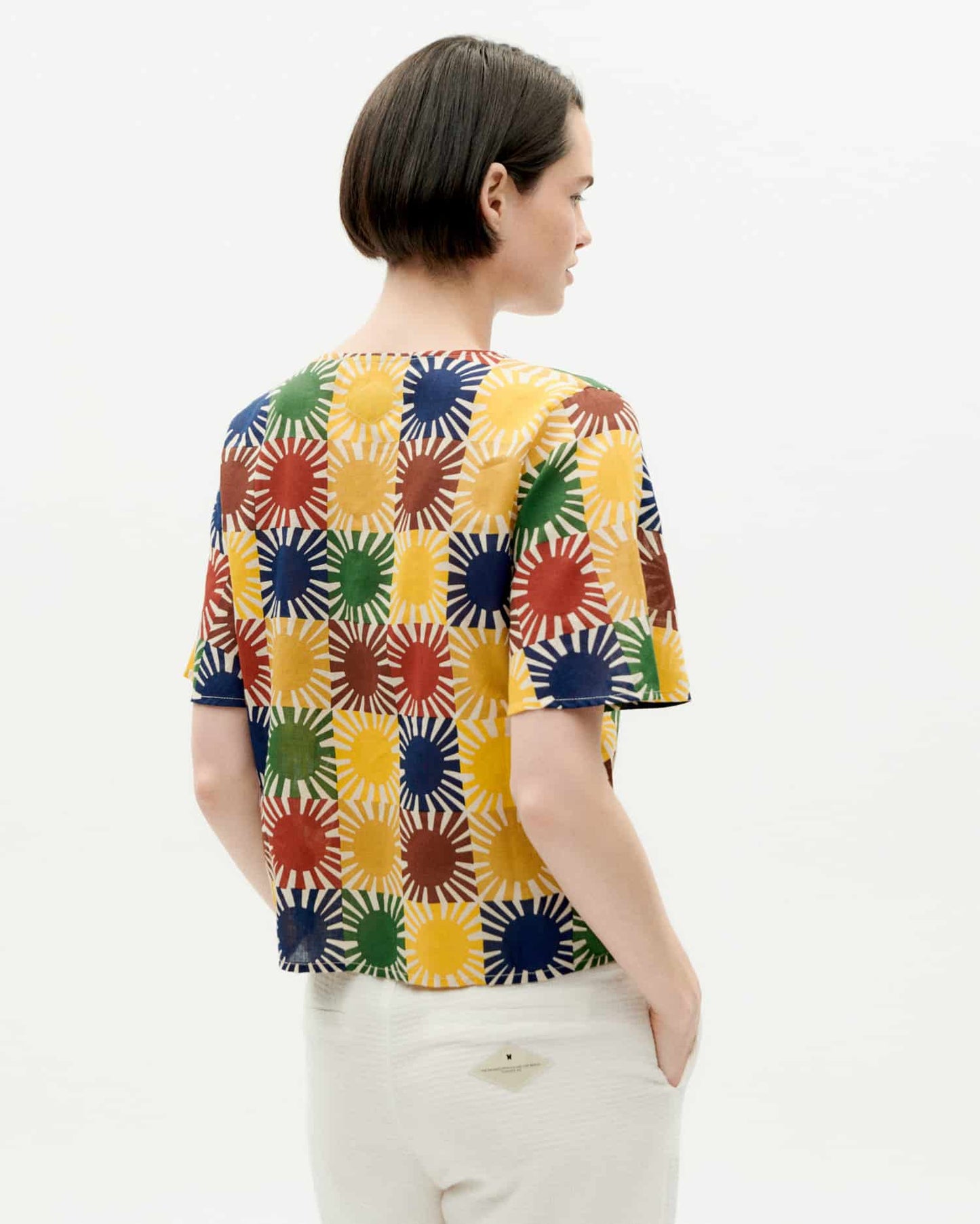 Chemisette à motifs en coton bio | Multicolore "small sol grid libelula blouse"