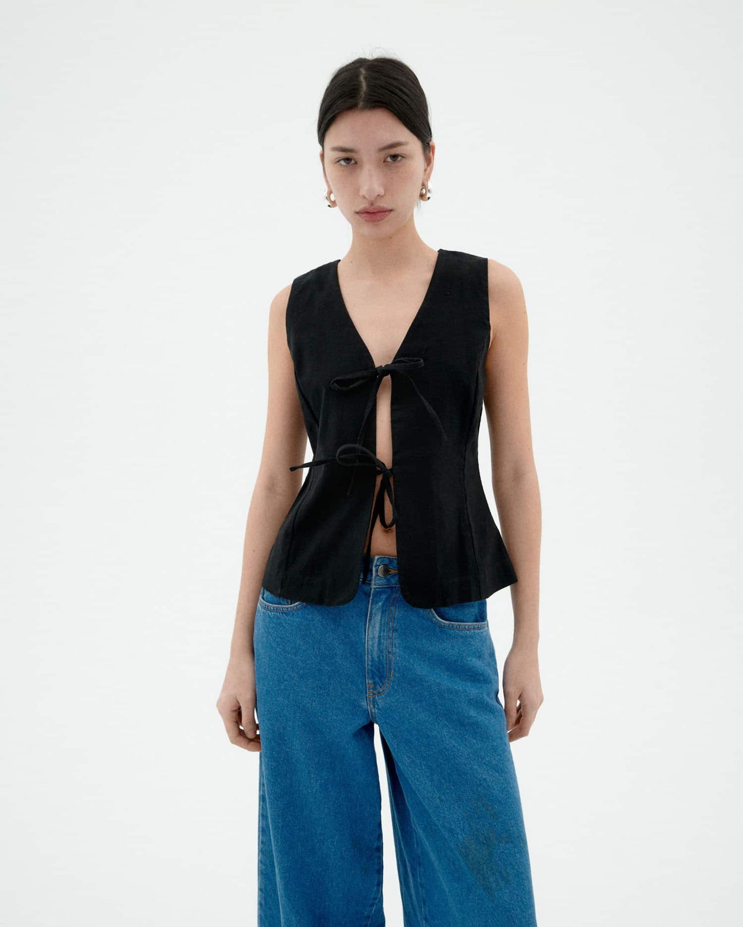 Top à noeuds en coton bio | noir "Black elise top"