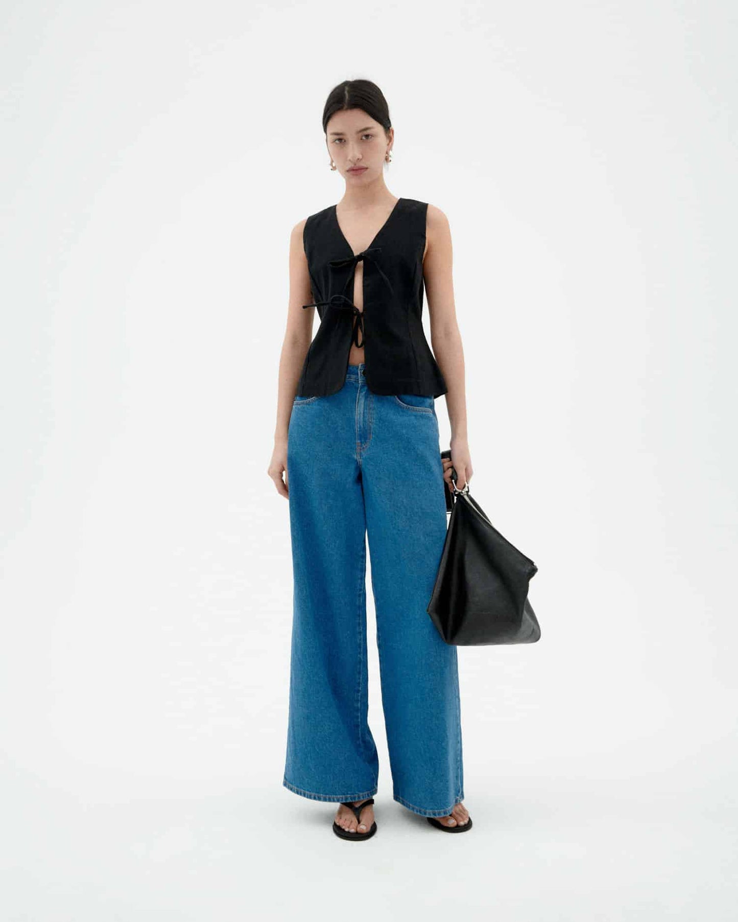 Top à noeuds en coton bio | noir "Black elise top"
