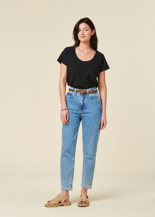Jean mom en coton biologique recyclé | bleu "mairaa - europie"