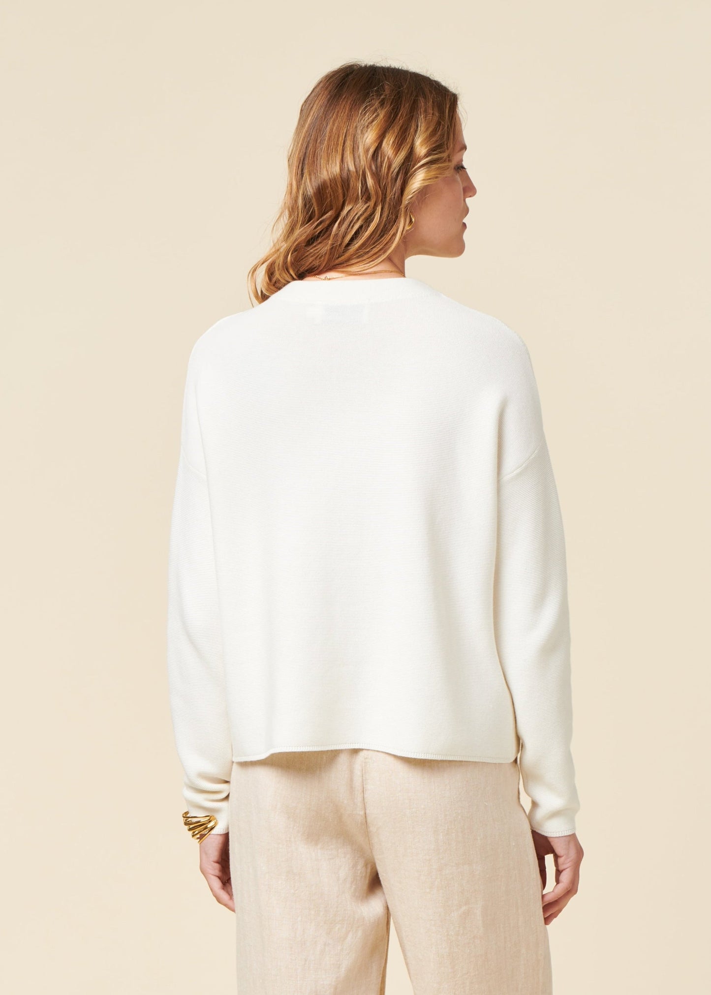 Pull ample en coton biologique | beige "merinaa links links - light oatmilk"