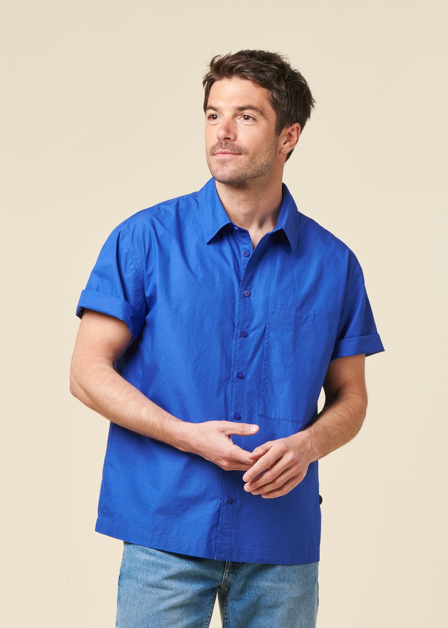 chemise en coton bio | bleu "Indigo kurt shirt"