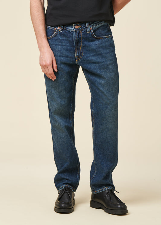 Jean droit en coton bio | bleu "gritty jackson blue soil"