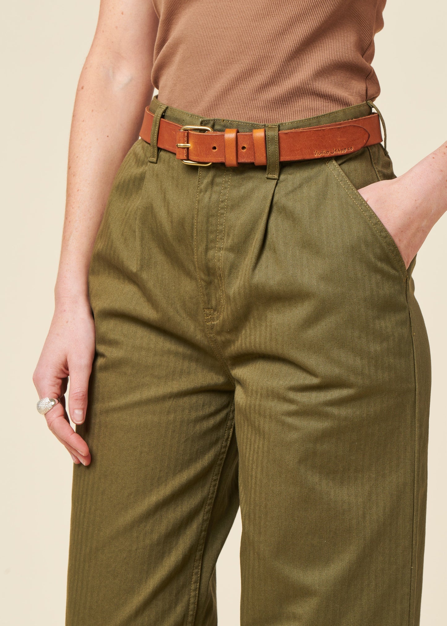 Pantalon en coton bio | kaki "suki workwear pants - olive"