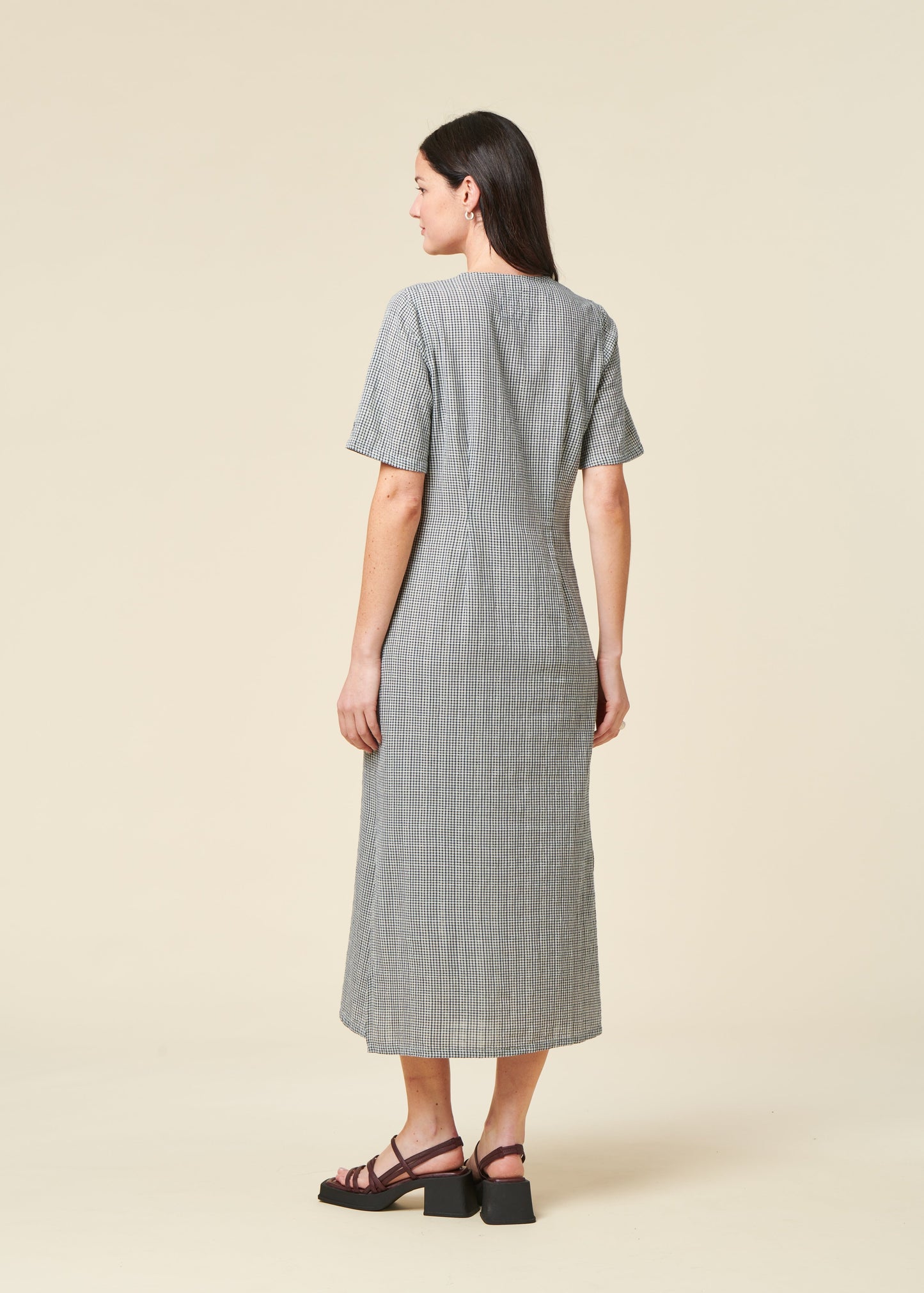 Robe en coton biologique | bleu "Lollo check indigo dress - blue"