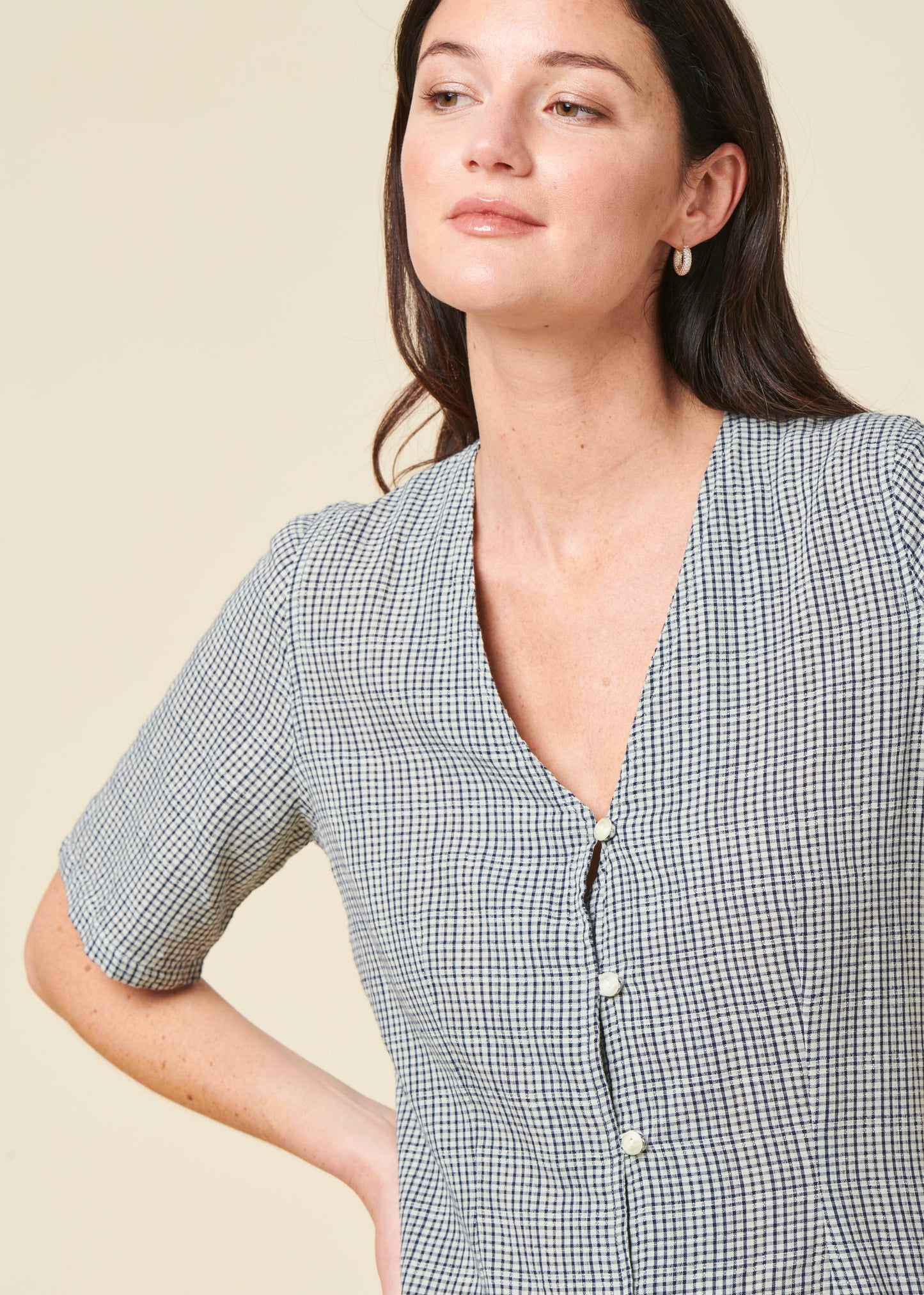 Robe en coton biologique | bleu "Lollo check indigo dress - blue"