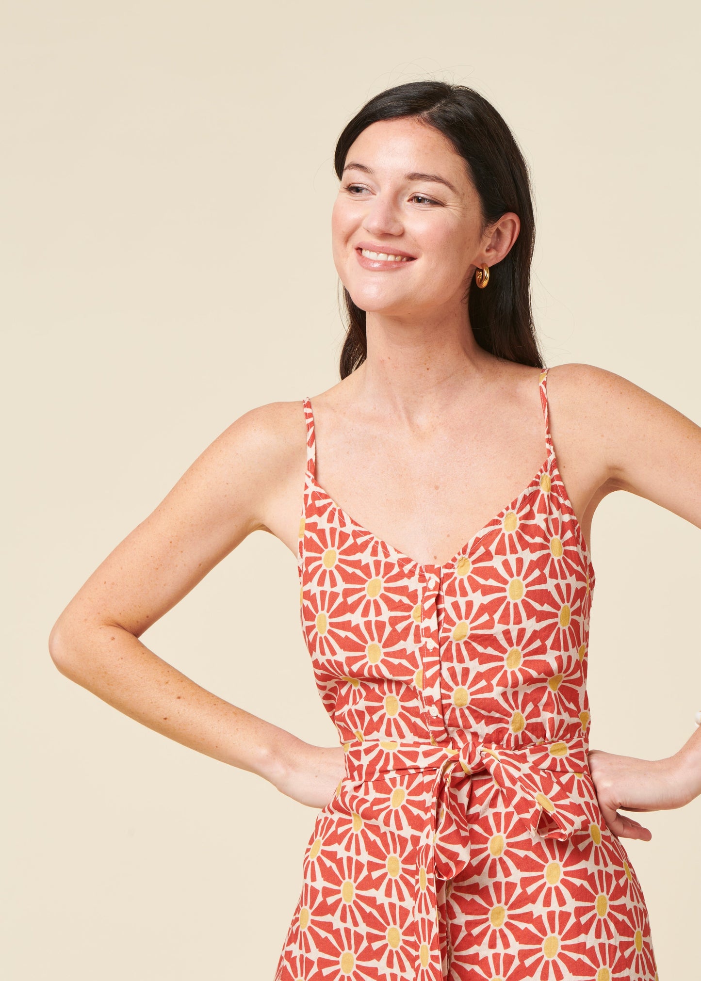 Robe en coton biologique | rouge "Marisol strap dress red - red"