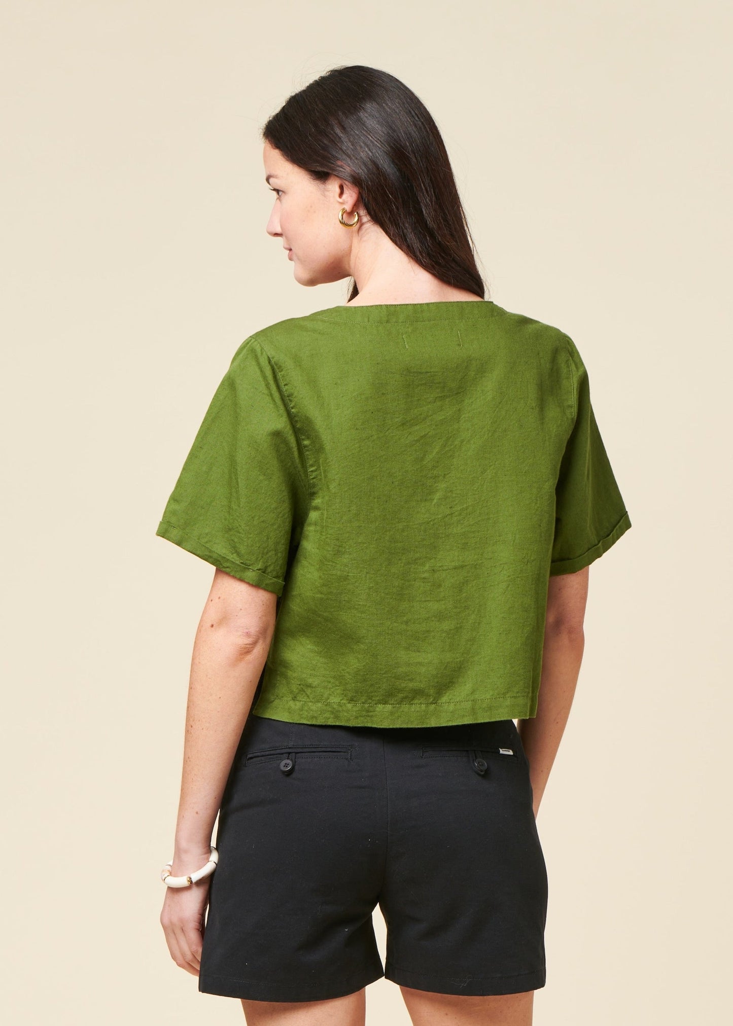 Top à noeuds en coton bio | vert "Beau top - pine green"