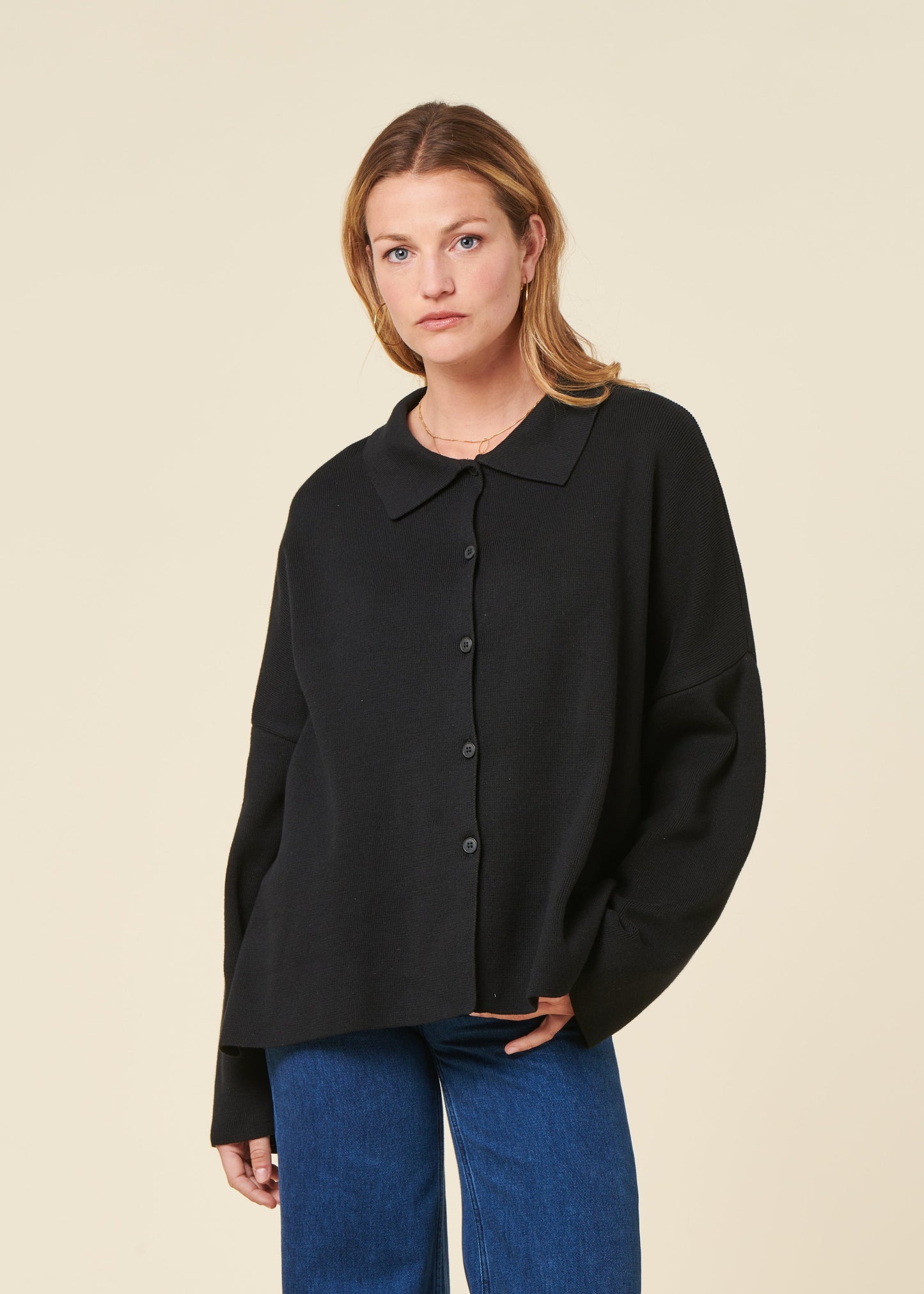 Gilet en coton bio | noir "anjo - black"