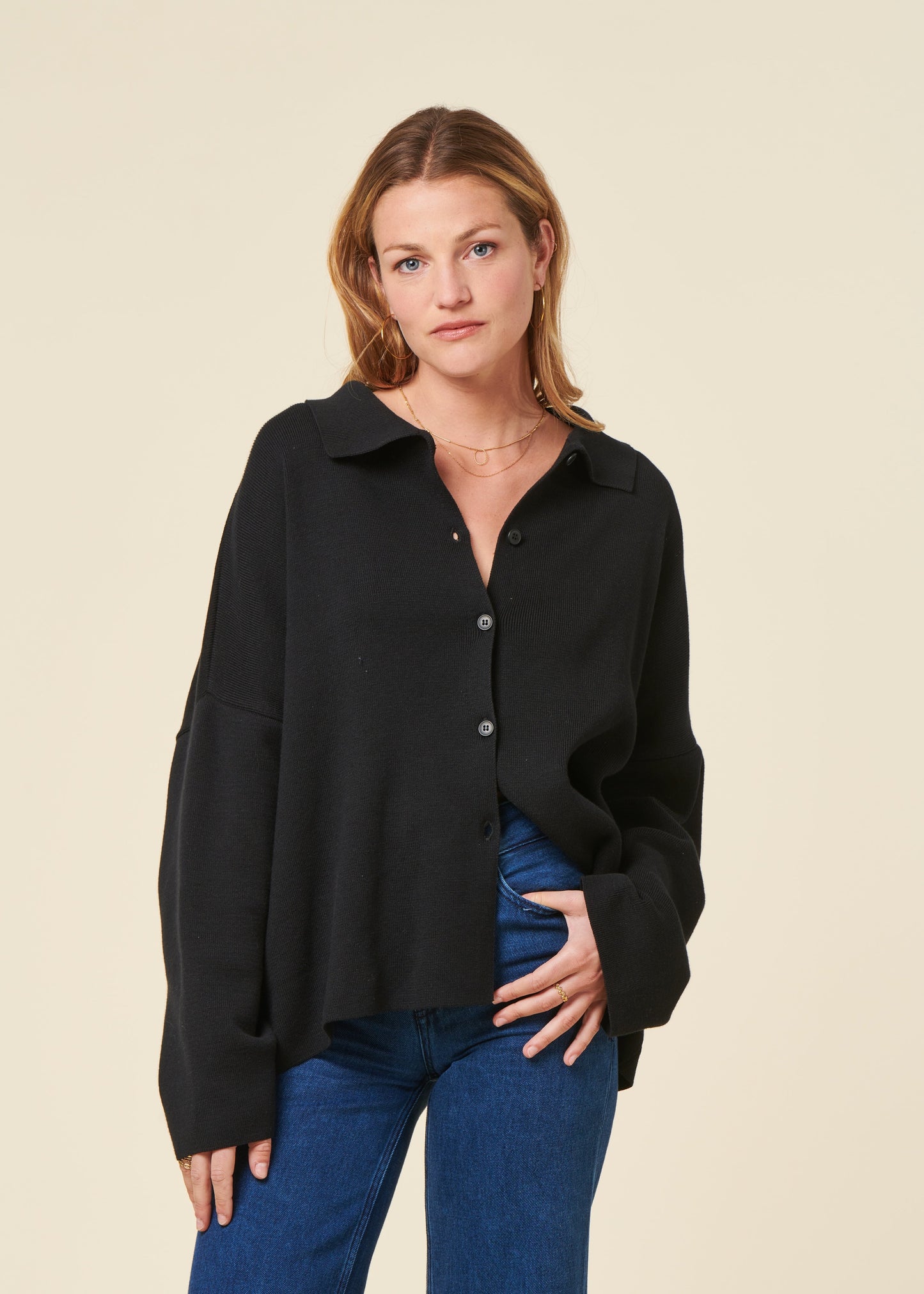 Gilet en coton bio | noir "anjo - black"