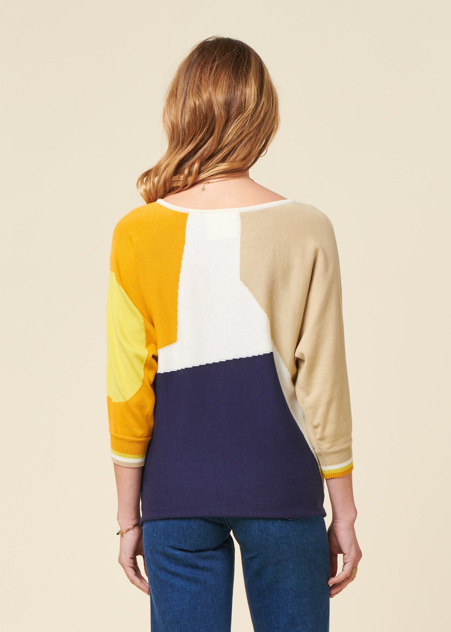 Pull manches 3/4 en coton bio | multicolore "naike sweater"