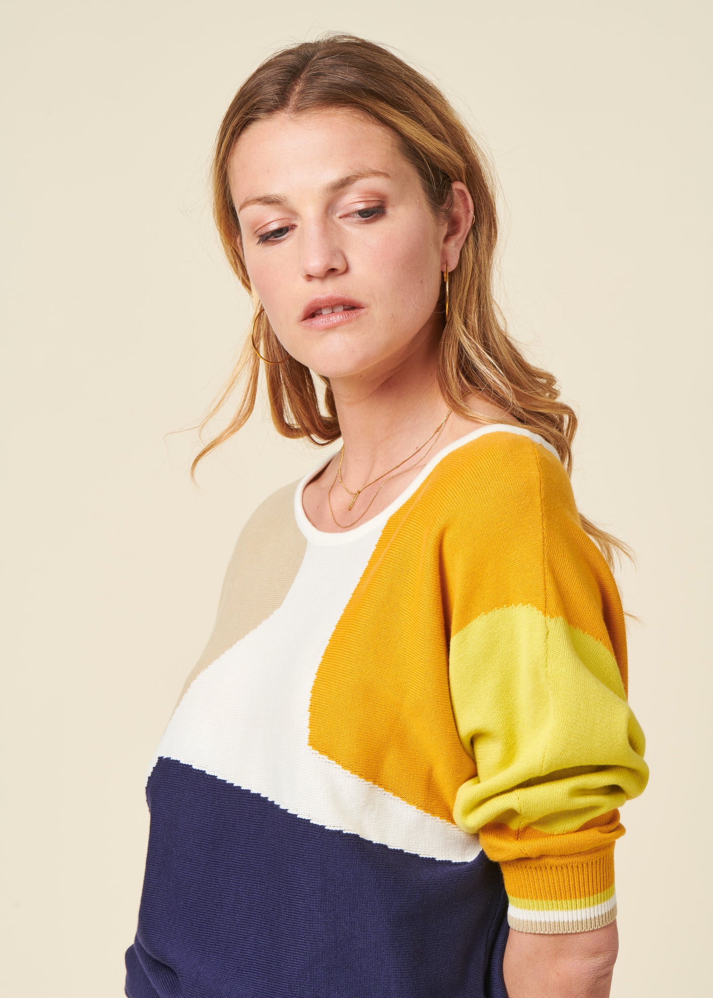 Pull manches 3/4 en coton bio | multicolore "naike sweater"
