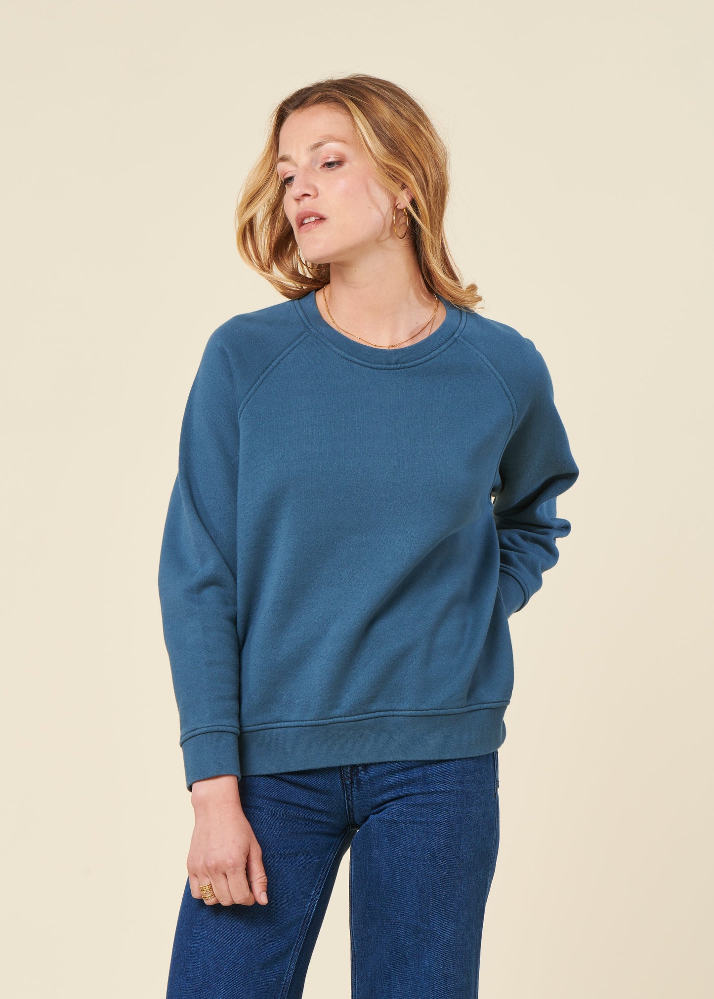 sweat en coton bio | bleu pétrole