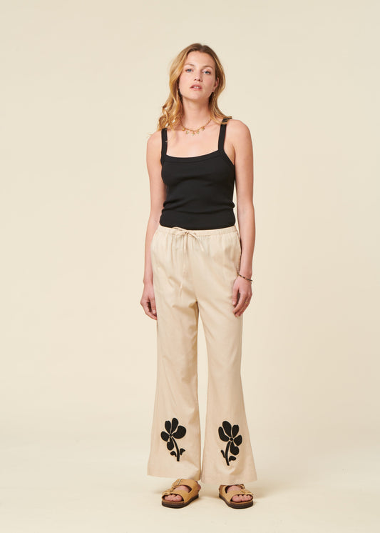 Pantalon fluide en coton bio | écru "Marygold brigitte pants"