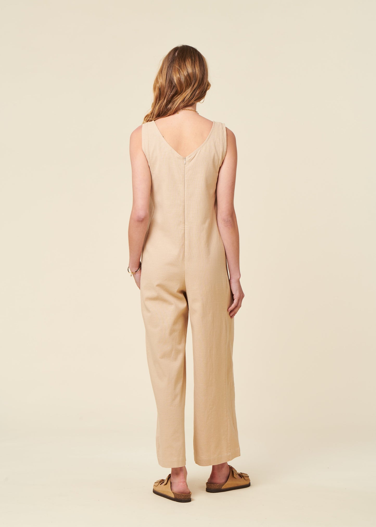Combinaison en coton bio | beige "Oatmeal janis jumpsuit"