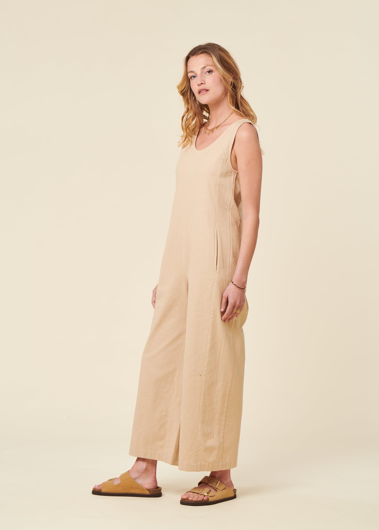 Combinaison en coton bio | beige "Oatmeal janis jumpsuit"