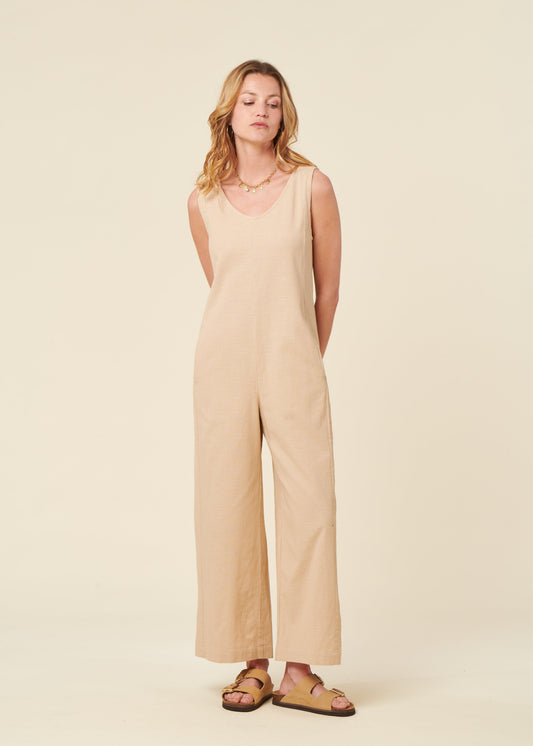 Combinaison en coton bio | beige "Oatmeal janis jumpsuit"