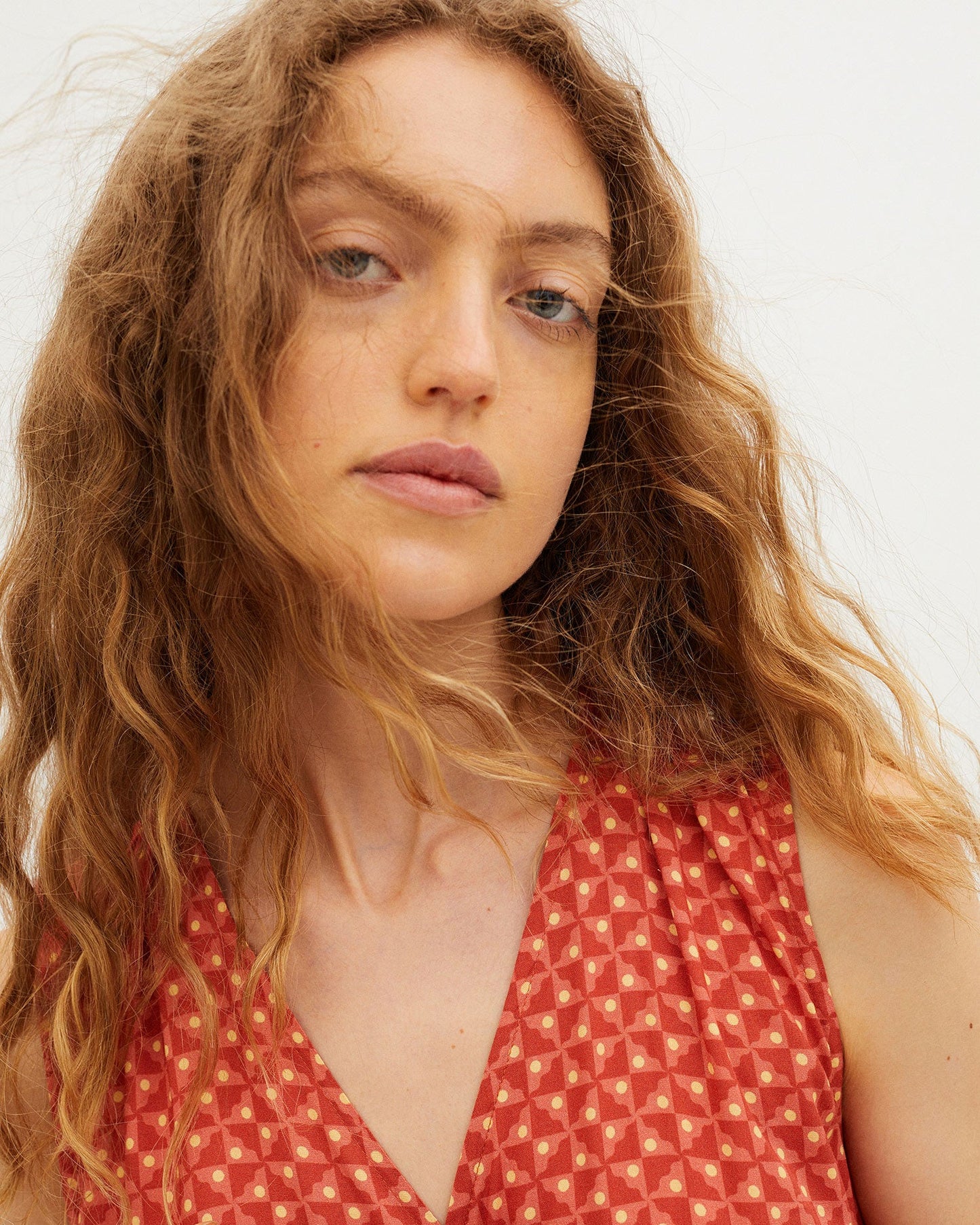 Robe portefeuille orange à motif en ecovero - AMAPOLA DRESS red