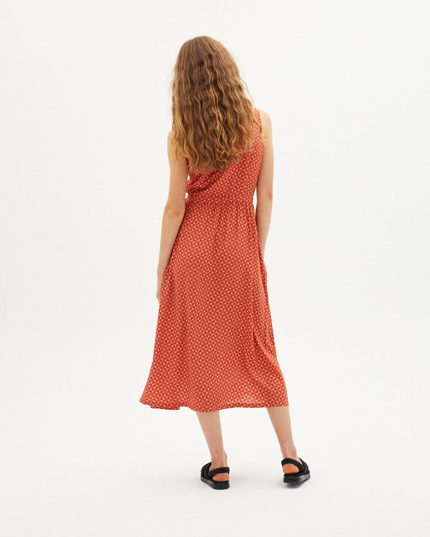 Robe portefeuille orange à motif en ecovero - AMAPOLA DRESS red
