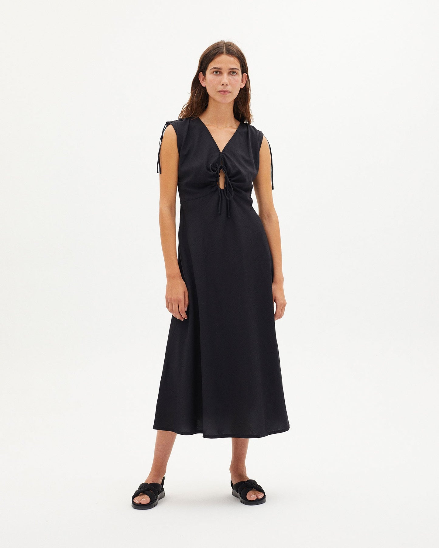 Robe longue noire en coton bio - BLACK LAIA DRESS