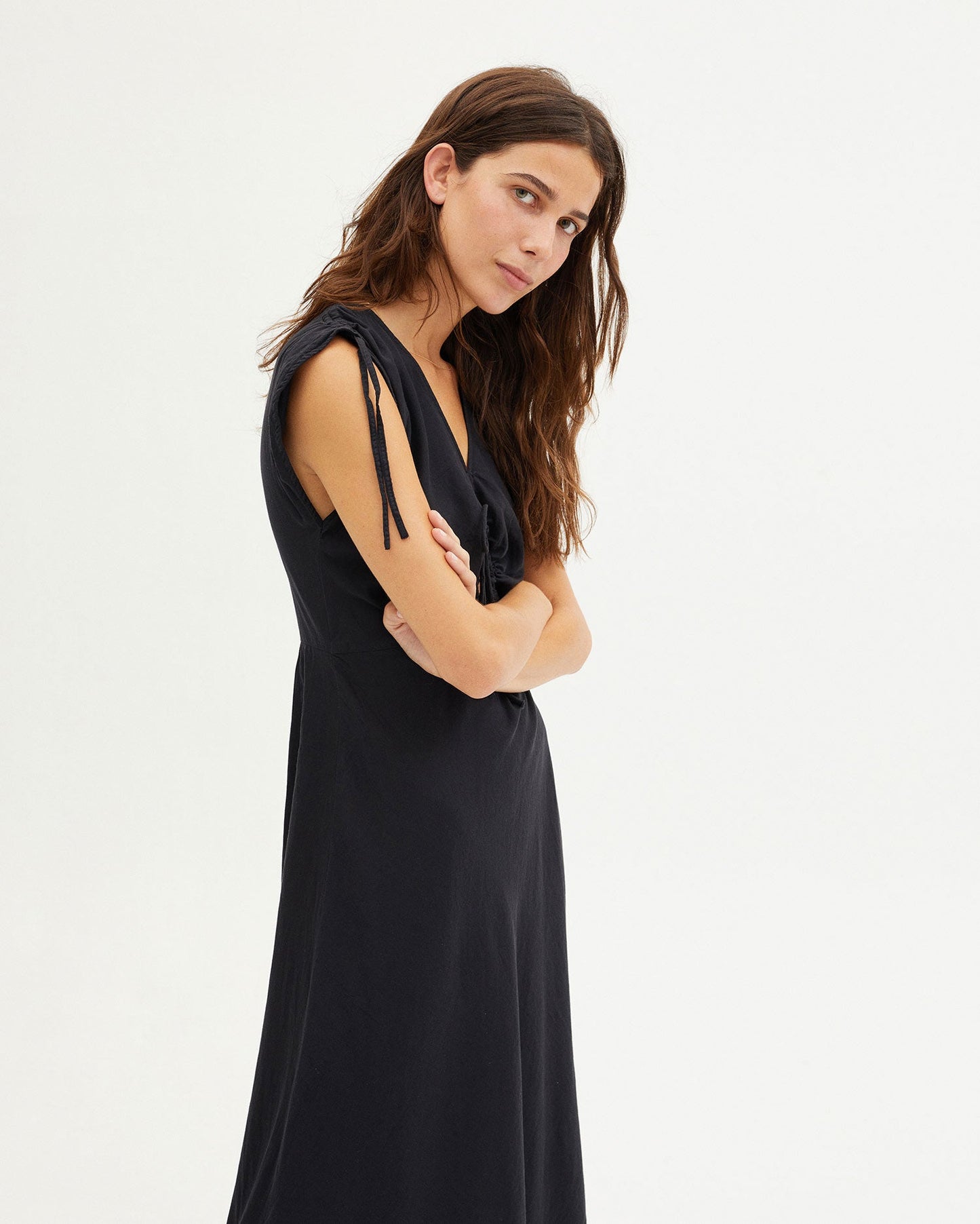 Robe longue noire en coton bio - BLACK LAIA DRESS