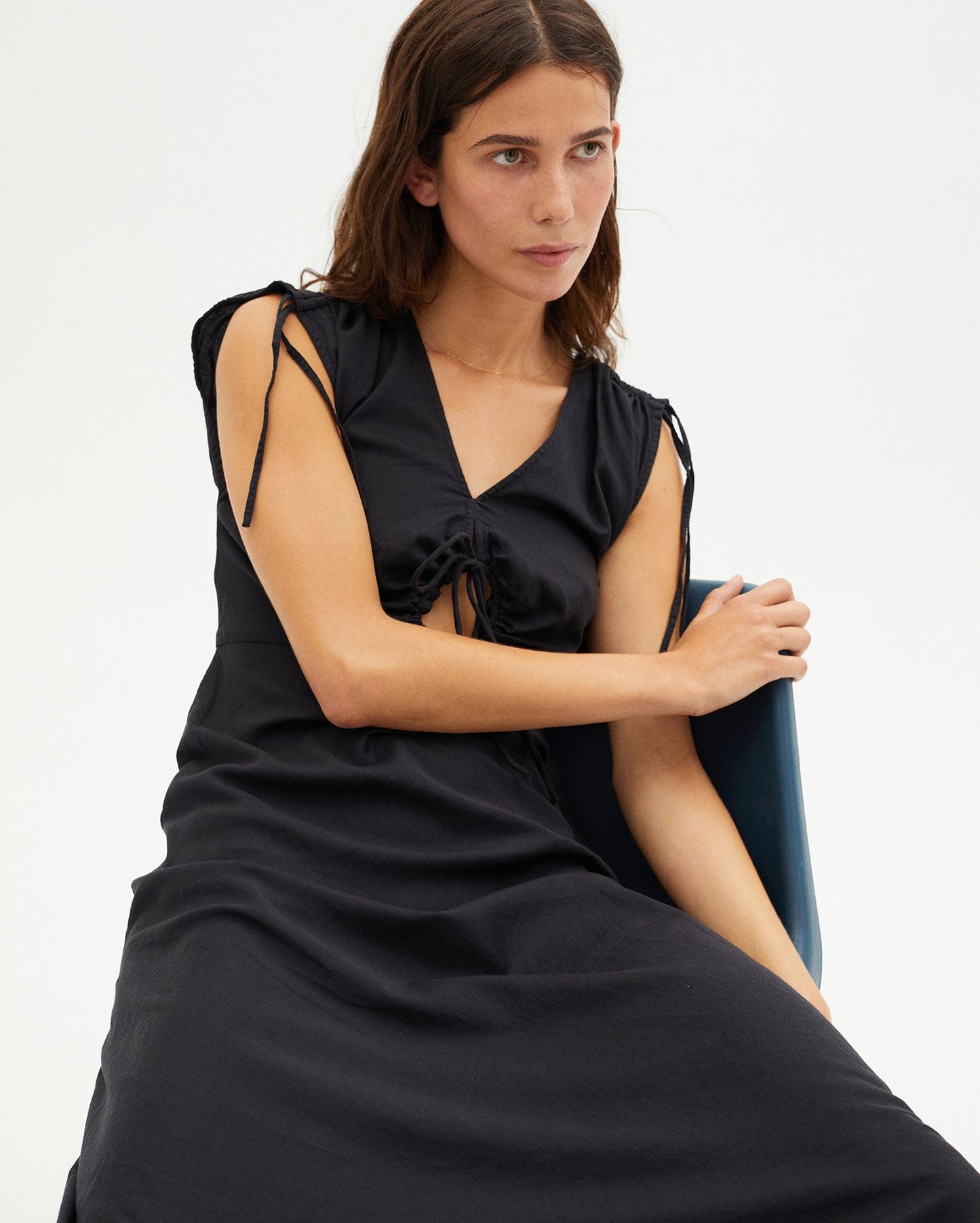 Robe longue noire en coton bio - BLACK LAIA DRESS