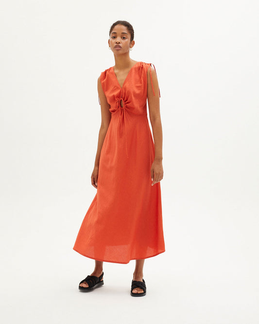 Robe longue orange en tencel - ORANGE LAIA DRESS