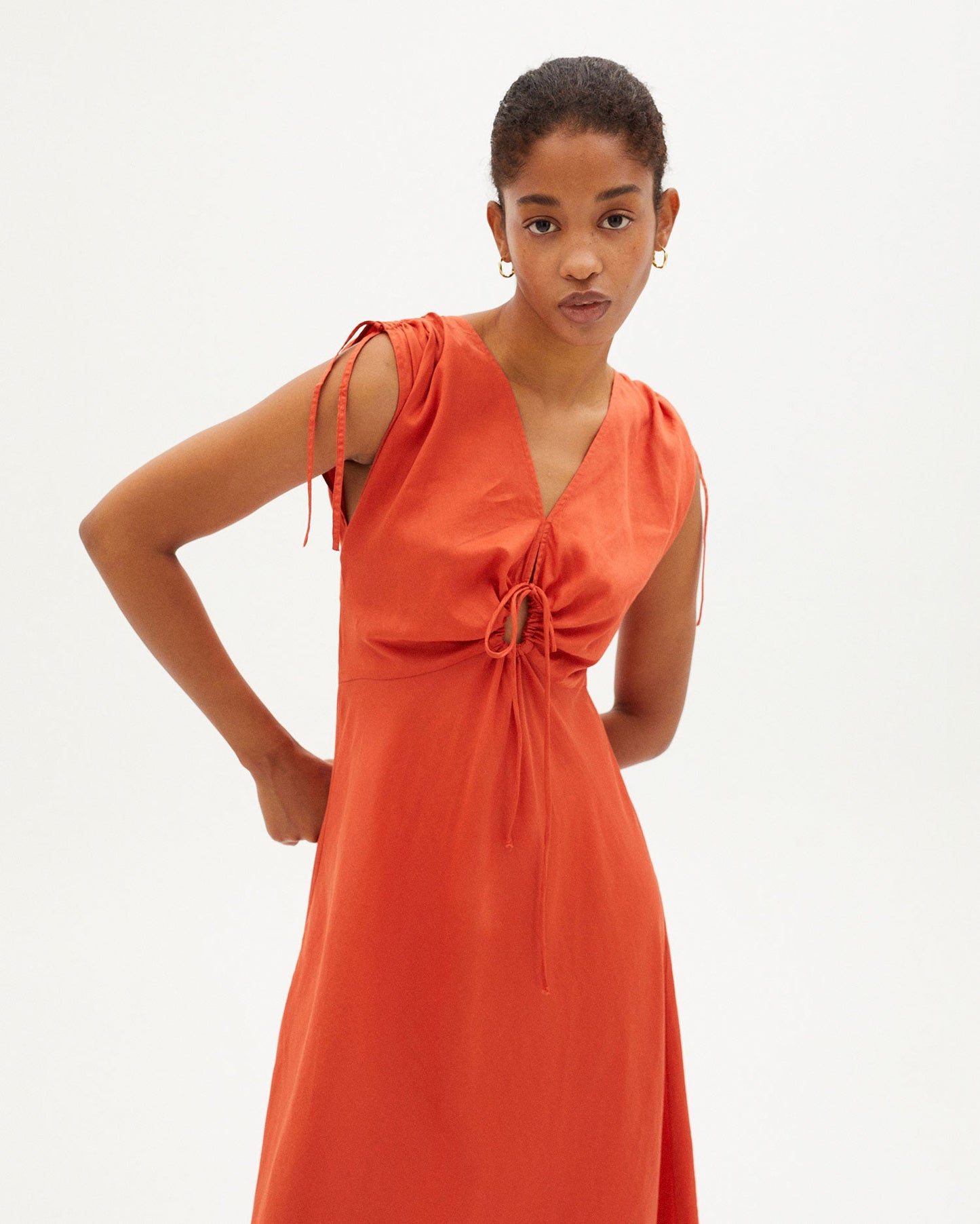 Robe longue orange en tencel - ORANGE LAIA DRESS