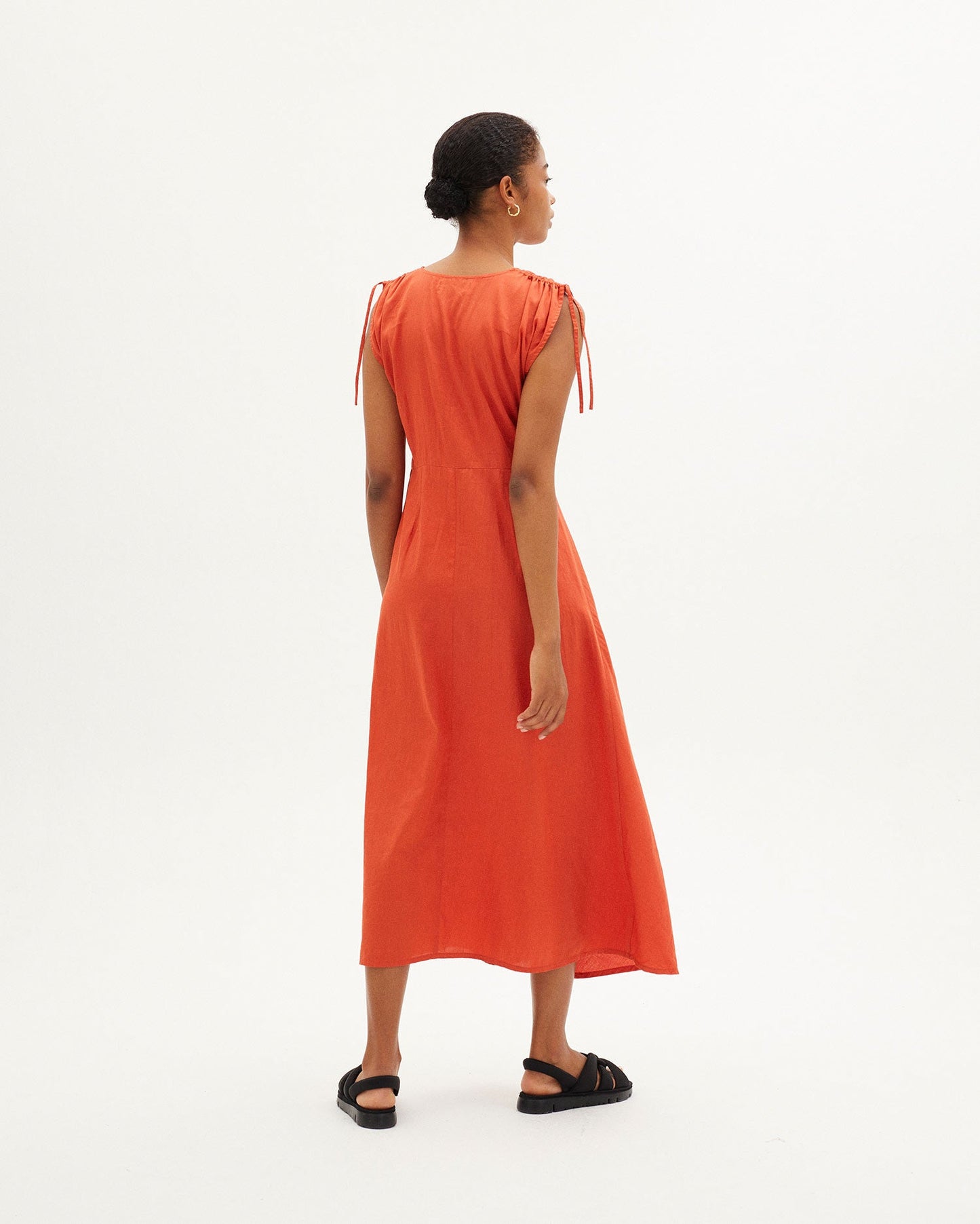 Robe longue orange en tencel - ORANGE LAIA DRESS
