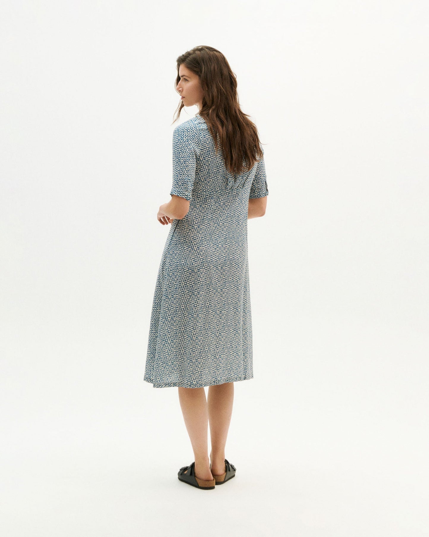 Robe légère bleue à motifs en ecovero - blue small spots camelia dress