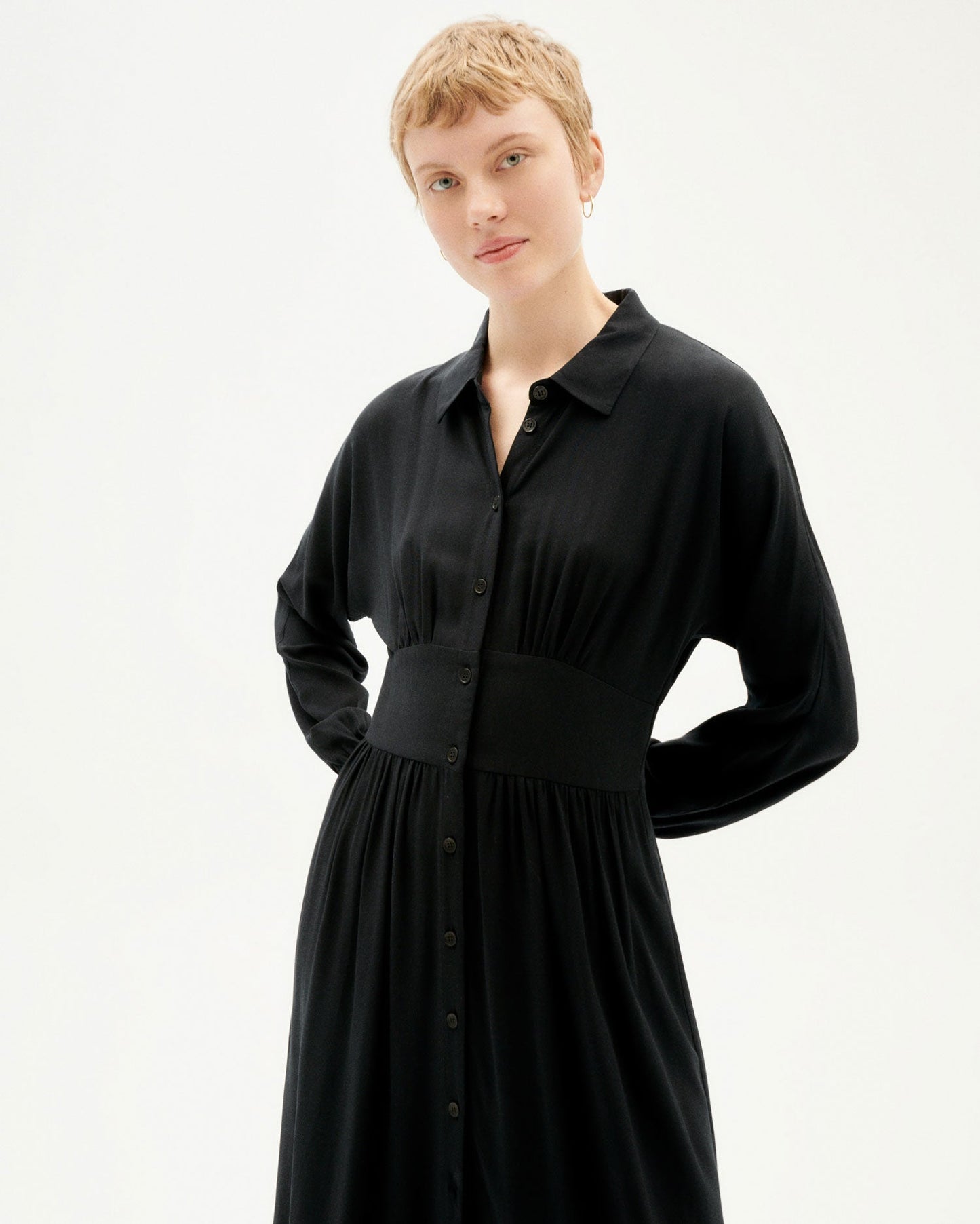 Robe midi en ecovero | Noir "black gabriela dress"