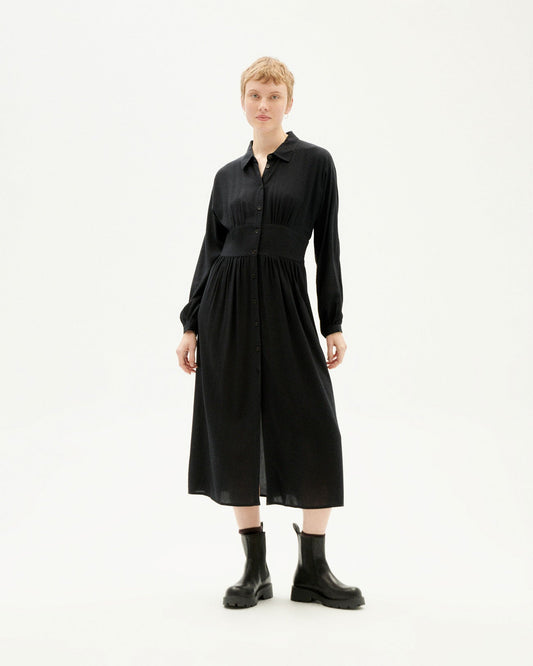 Robe midi en ecovero | Noir "black gabriela dress"
