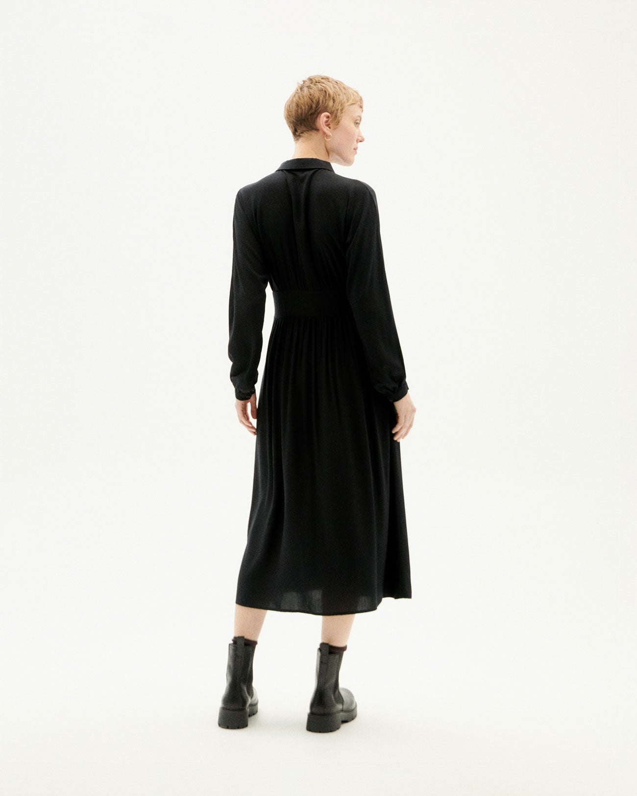 Robe midi en ecovero | Noir "black gabriela dress"