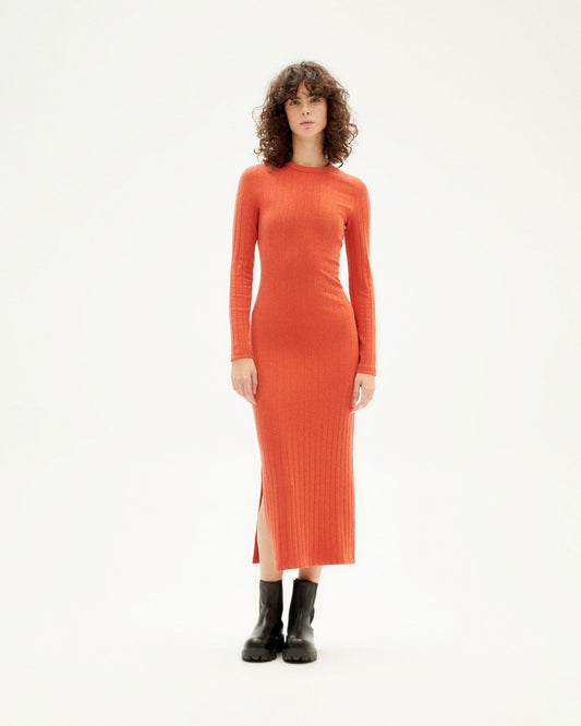 Robe longue en refibra et coton bio | orange "pumpkin trash gina dress"