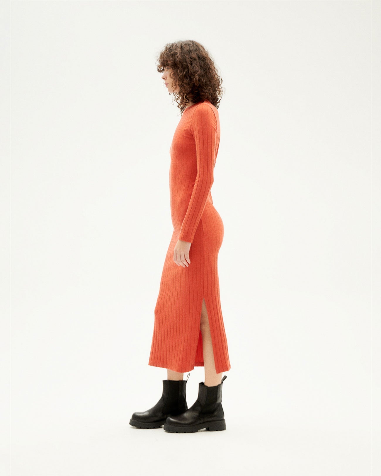 Robe longue en refibra et coton bio | orange "pumpkin trash gina dress"
