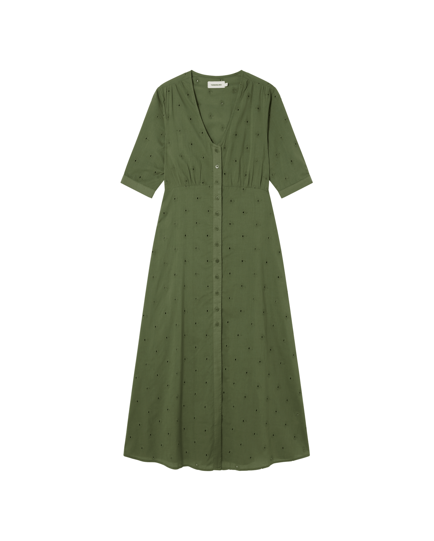 Robe à motifs en coton bio | Vert "cactus shiffli camelia dress"