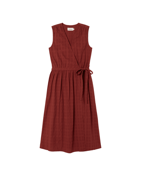 Robe portefeuille en coton bio | orange "orangered cuadrito amapola dress"