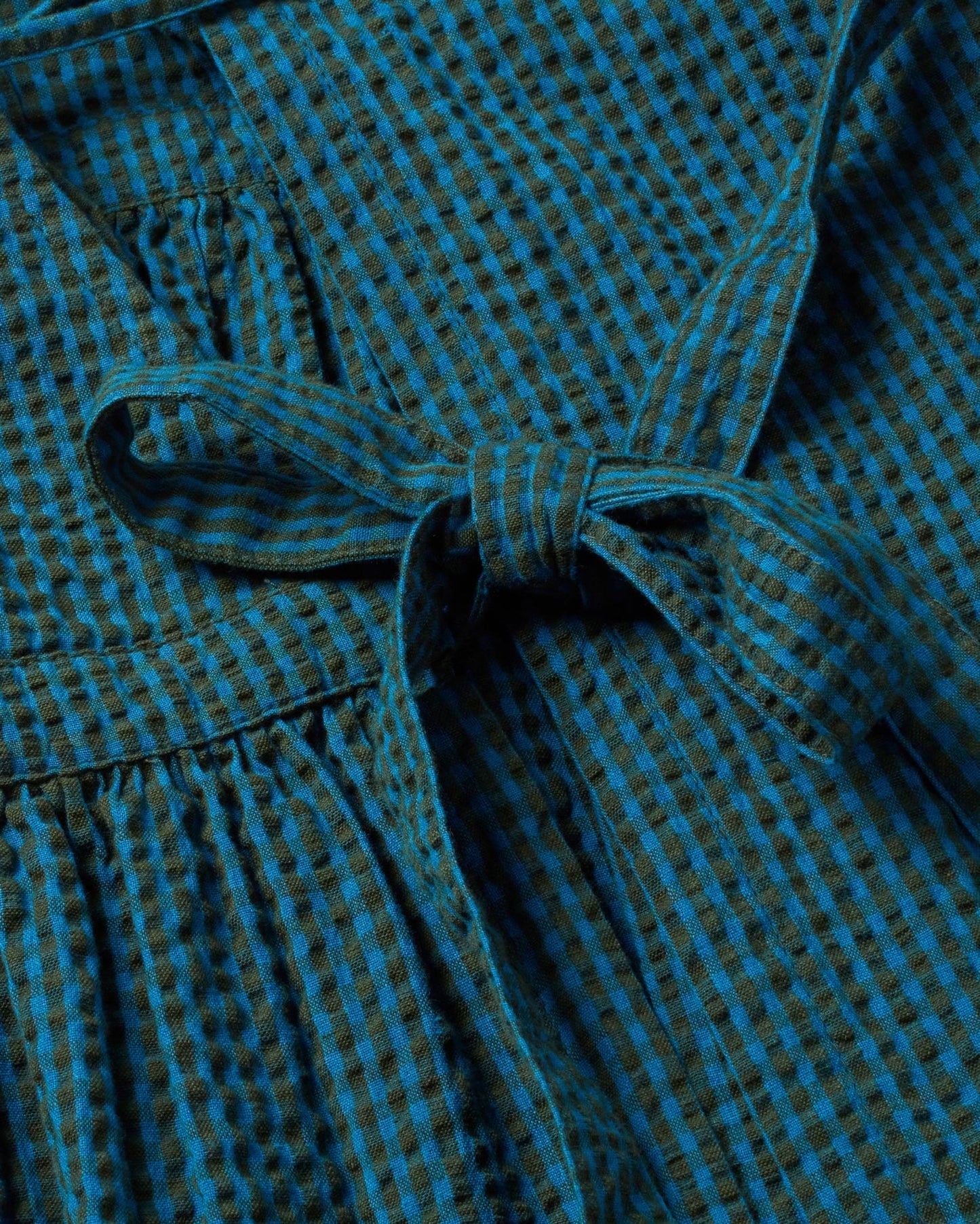 Robe midi à carreaux en coton bio | vert "bottle green checks seersucker amapola dress"