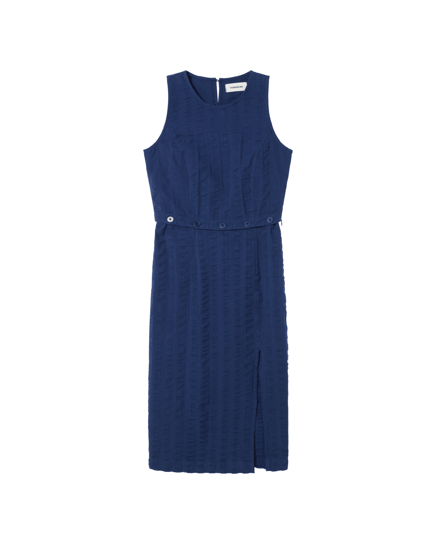 Robe 3 en 1 en coton bio | Bleu "navy big seersucker wila dress"