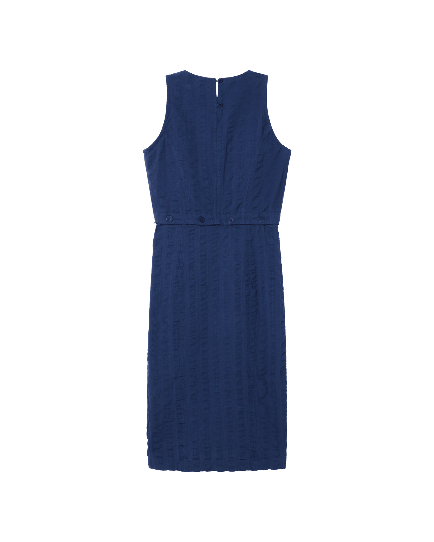 Robe 3 en 1 en coton bio | Bleu "navy big seersucker wila dress"