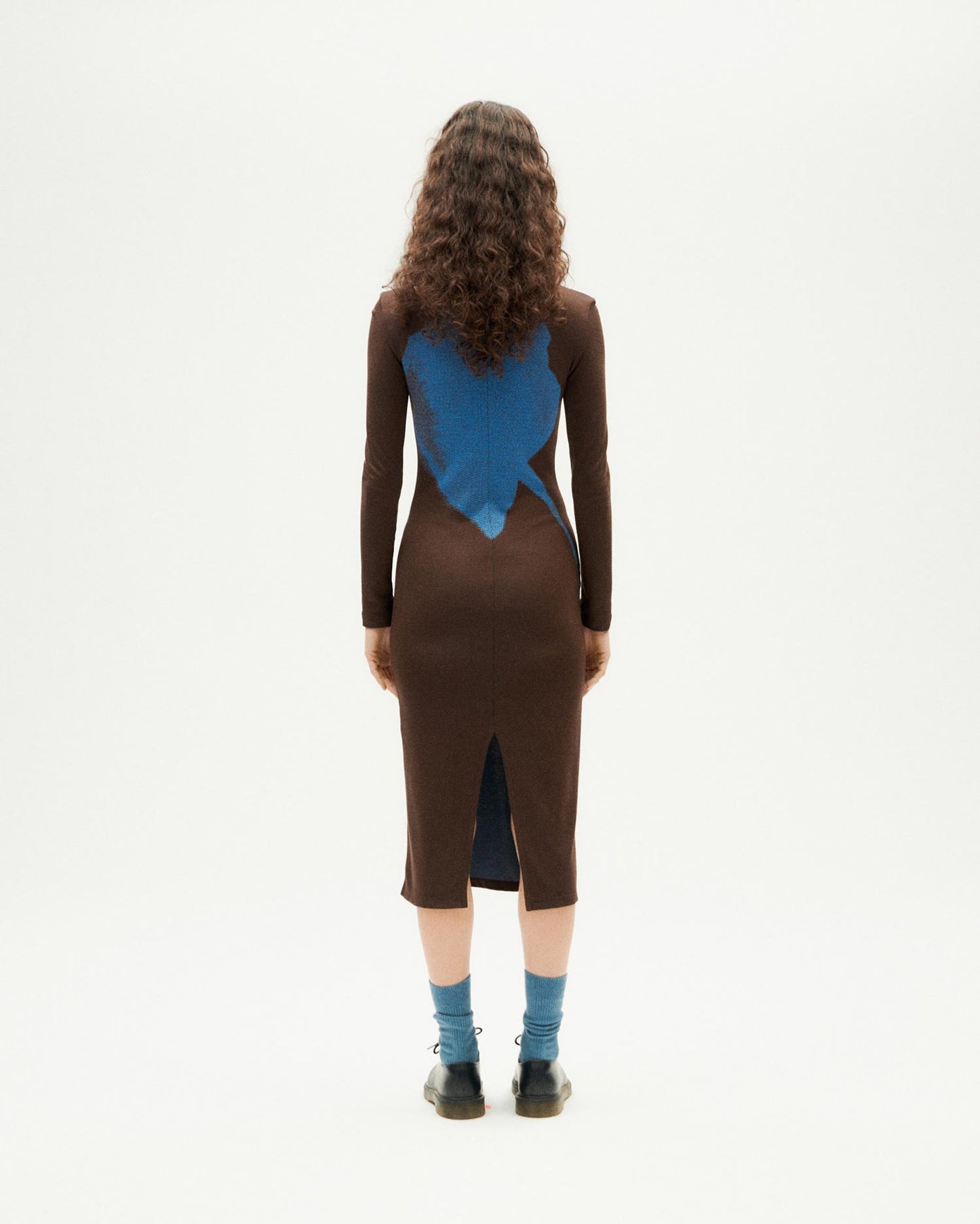 robe longue en tencel | marron "flower helen dress - brown"