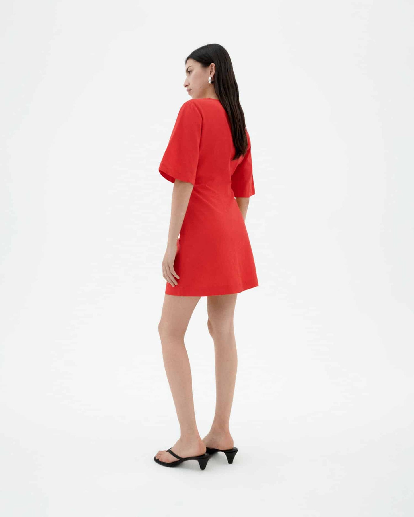 Robe courte en coton bio | rouge "fiery red kim dress - red"