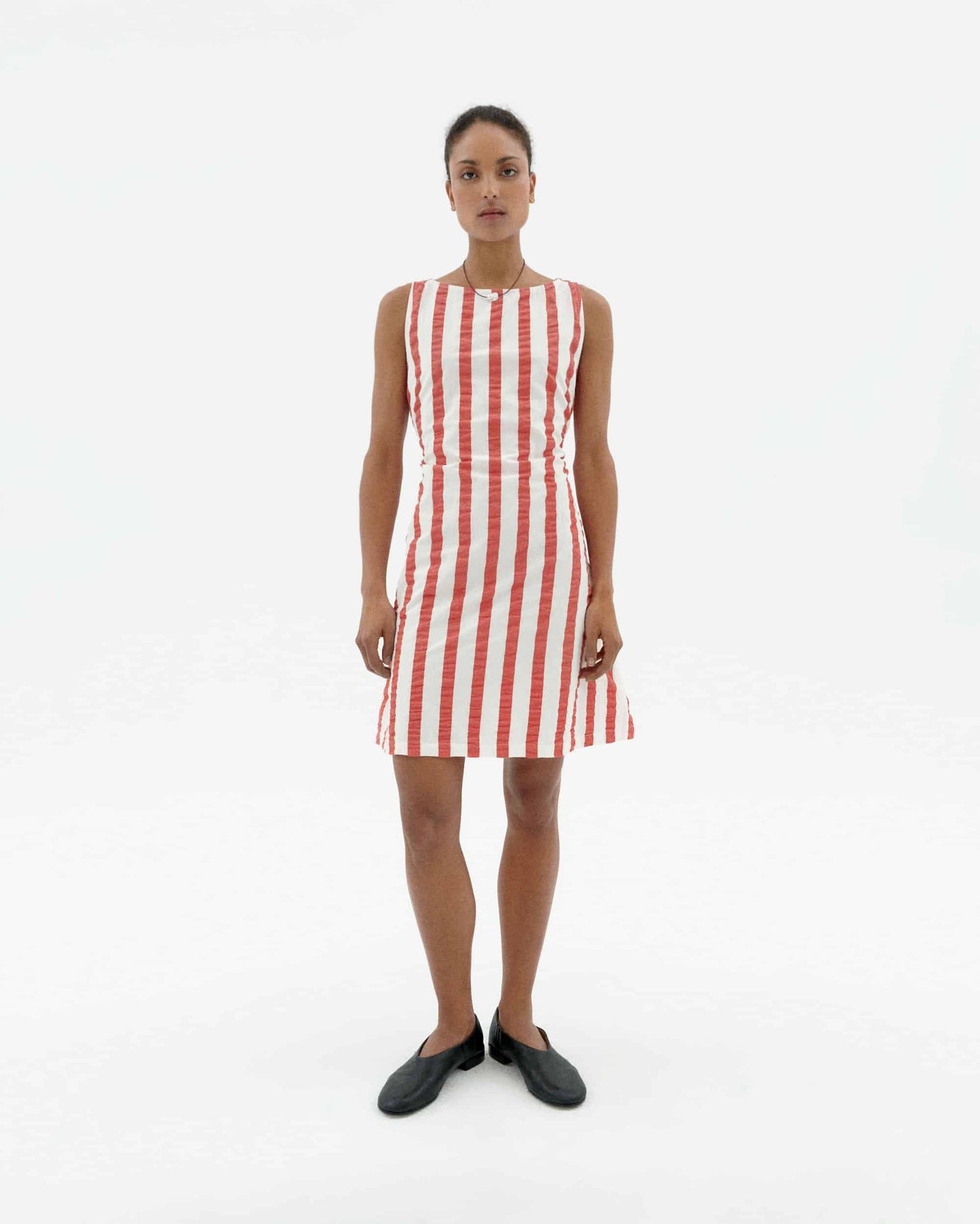 Robe en coton bio | rayé "Red maxi stripes cecile dress"