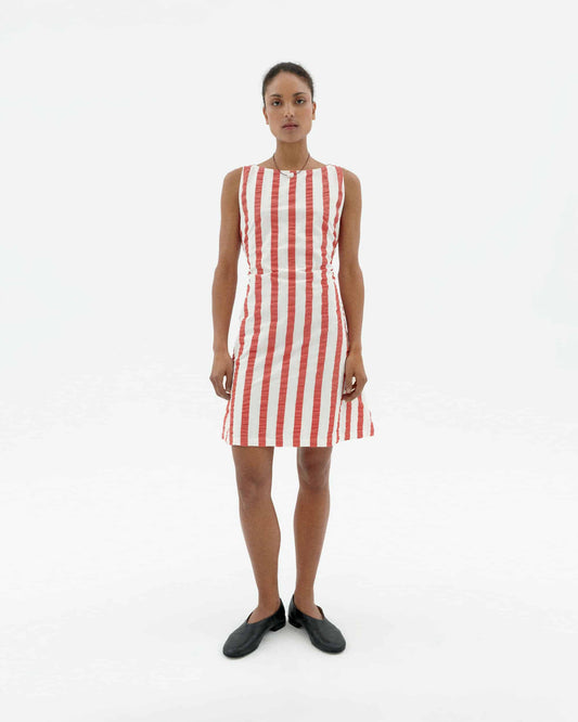 Robe en coton bio | rayé "Red maxi stripes cecile dress"
