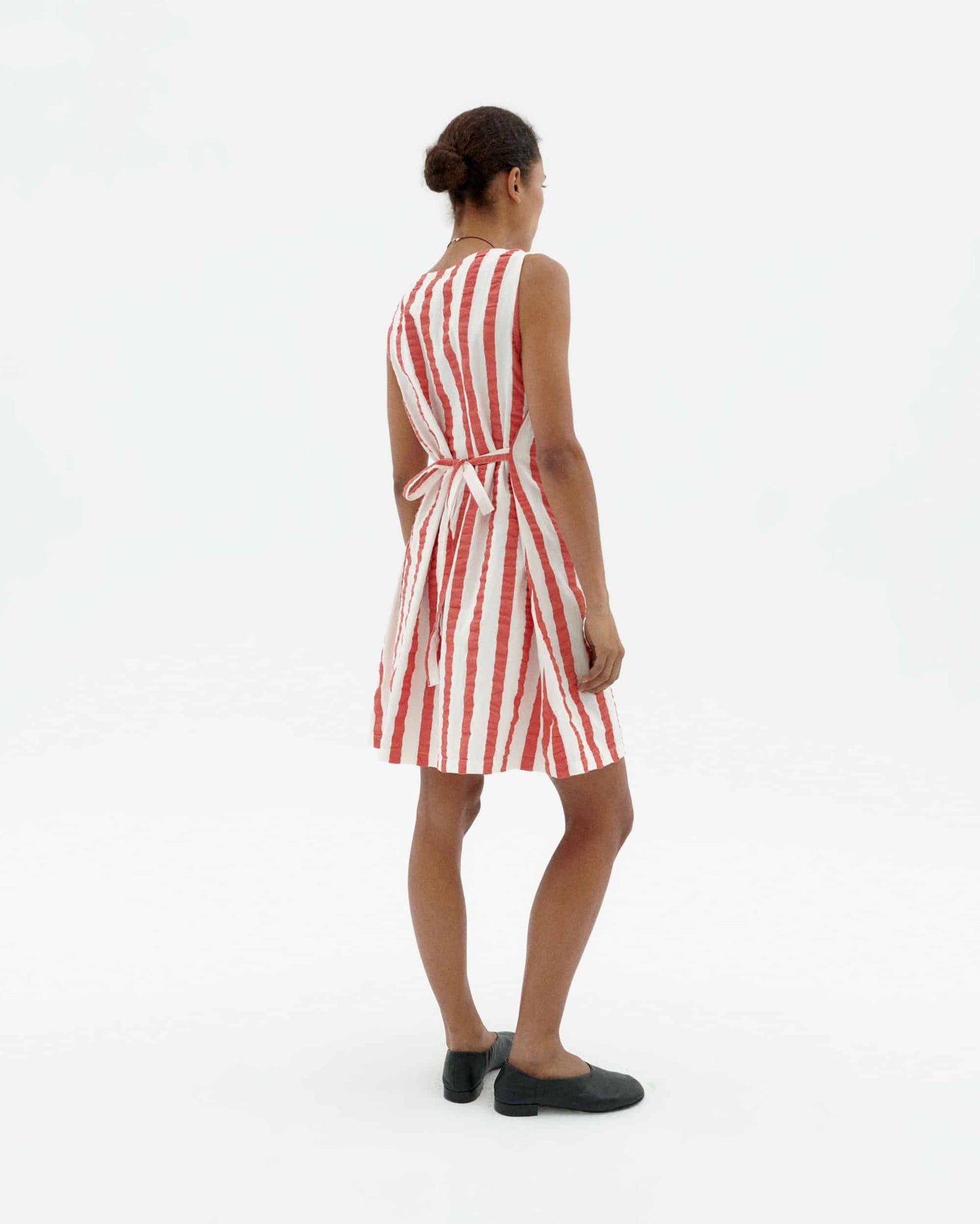 Robe en coton bio | rayé "Red maxi stripes cecile dress"