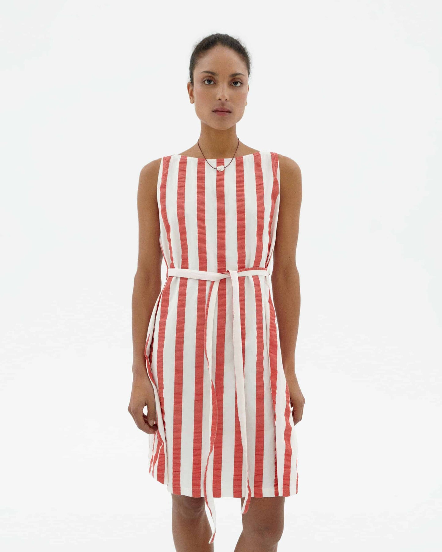 Robe en coton bio | rayé "Red maxi stripes cecile dress"