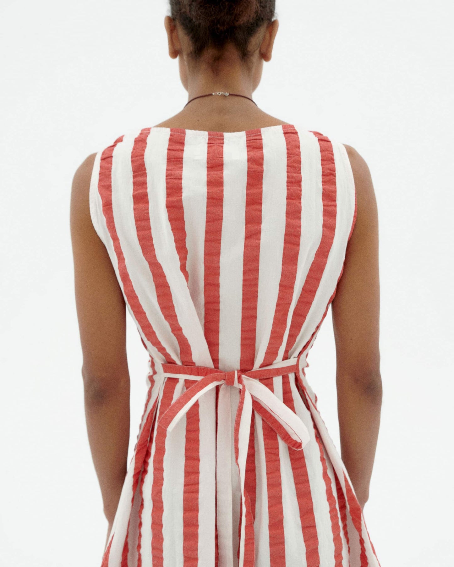 Robe en coton bio | rayé "Red maxi stripes cecile dress"