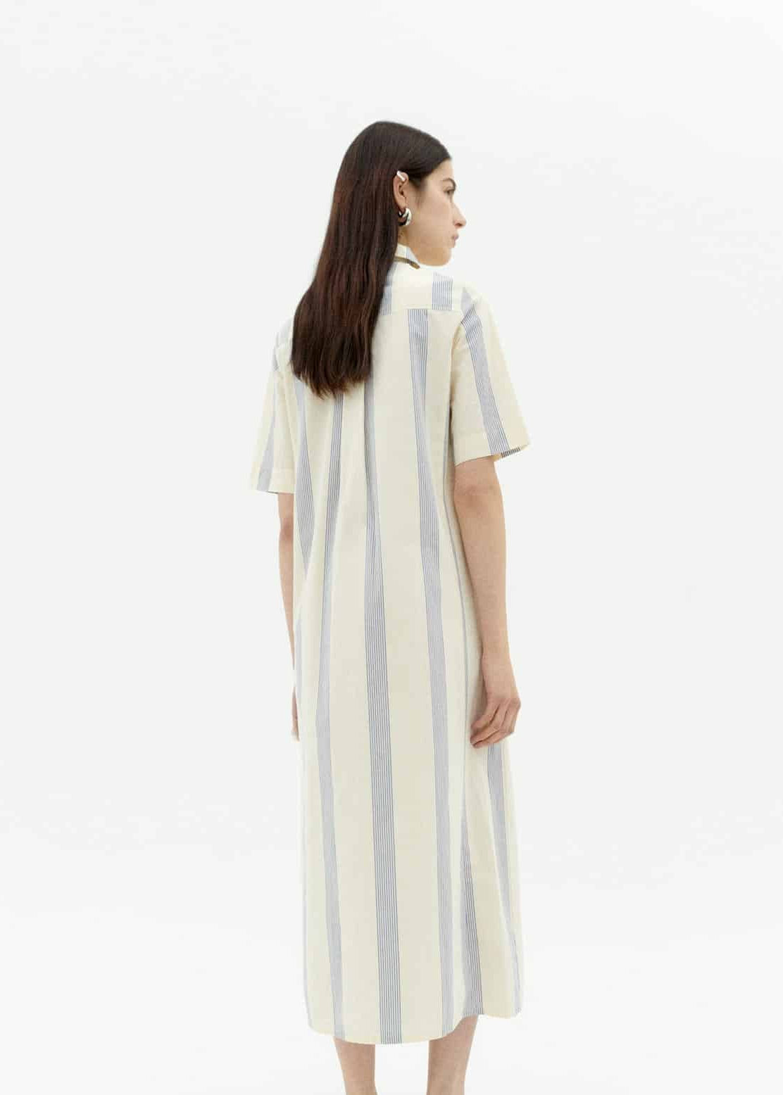 Robe chemise longue en coton biologique | "Persian stripes gianna dress - ecru"